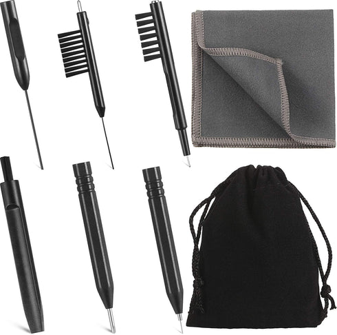 7 Pieces Hearing Aid Cleaning Tools, Amplifier Cleaning Brush and Magnet, Kit with Velvet Bag