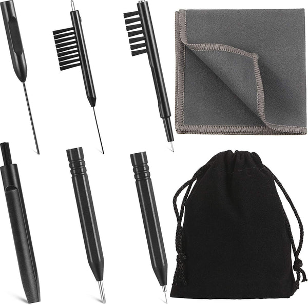 7 Pieces Hearing Aid Cleaning Tools, Amplifier Cleaning Brush and Magnet, Kit with Velvet Bag
