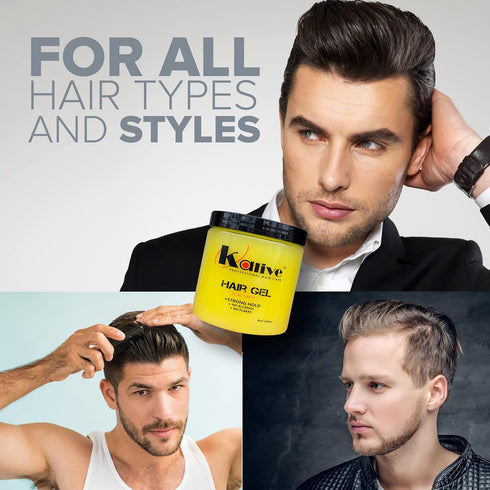 KALIVE Men's Hair Styling Gel, 8 oz, Strong-Hold and Light Shine, No Flaking for All Day Use