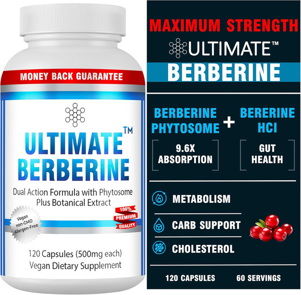 Ultimate Berberine Phytosome for Healthy Weight Management, 1000mg Maximum Strength Supplement for GI, Immunity,
