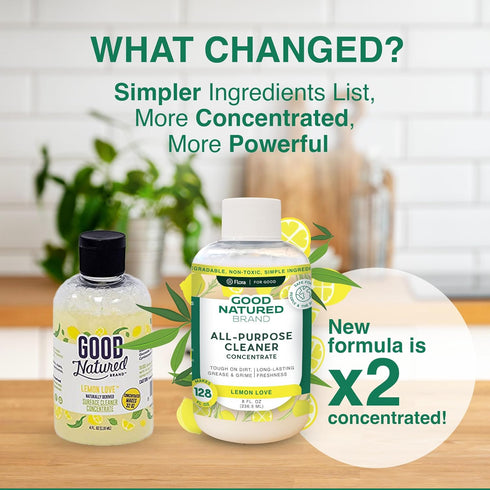 All-Purpose Cleaner Concentrate | Biodegradable Multi-Surface Cleaner | Natural Lemon Essential Oil | Multipurpose Cleaner Concentrate All Surfaces | Lemon Love | 8oz makes 128oz