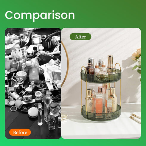 Rotating Makeup Organizer for Vanity, 360 Spinning Clear Storage for Perfume, Skincare, Lipstick on Bathroom Countertop