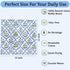 Set 6-12x12 Inch Ridhi Light Steel Blue Hand Block Print Cotton Waffle Dish Cloth of Super Absorbent, Soft, Reusable