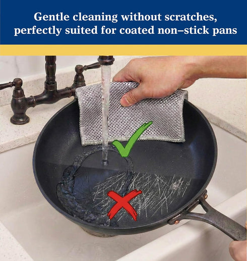 Vhalyx 12pcs 7.87"x7.87". (12, (12pcs[Three-Layer 7.877.87inch) Scratch-Free Steel Dishcloths. Reusable, Quick-Dry