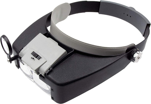 Zega Crafts Headband Magnifier with 3 Multi-Depth Lenses & Detachable Worklight