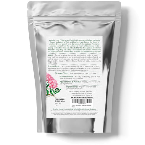 Organic Valerian Root, 4 oz (113g), USDA Certified Organic Herb for Tea, Valeriana Tea