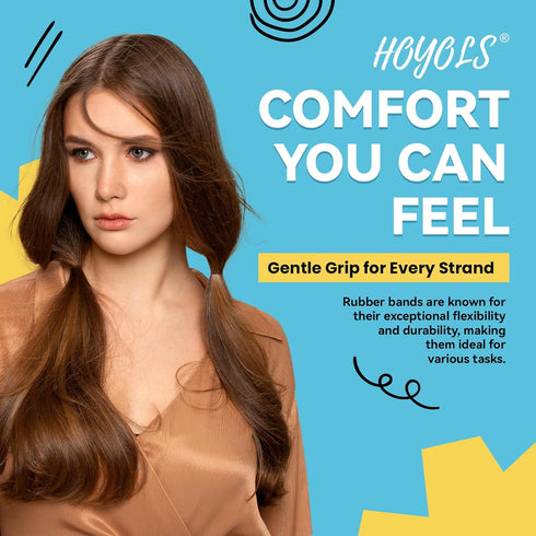 Hoyols Strong Hair Elastic Rubber Bands, No Damage Ties for Women, 1000 Piece Pack, Brown