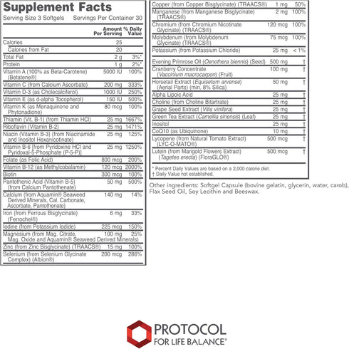 Protocol Ortho Multi Softgels for Women - Multivitamin with Cranberry, Green Tea & Evening Primrose Oil, Magnesium &
