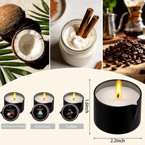 IUJOCQL 3 Pack Set (2.35 oz 3 Low Temperature Massage Oil Candle Each) Soy Wax Candles That Melt into Skin-Nourishing