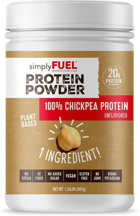 Plant Based Protein Powder, Chickpea Protein, 20g Unflavored, High Fiber, 1.25 pounds