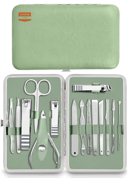 Utopia Care 15 Piece Manicure Kit Nail Clippers for Men and Women, Professional Stainless Steel Set with Nail and