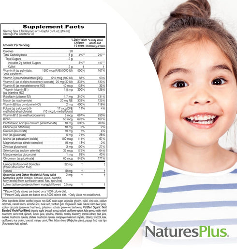 Natures Plus Animal Parade Gold Children's Liquid Multivitamin - 16 fl oz, Natural Tropical Berry Flavor, Immune
