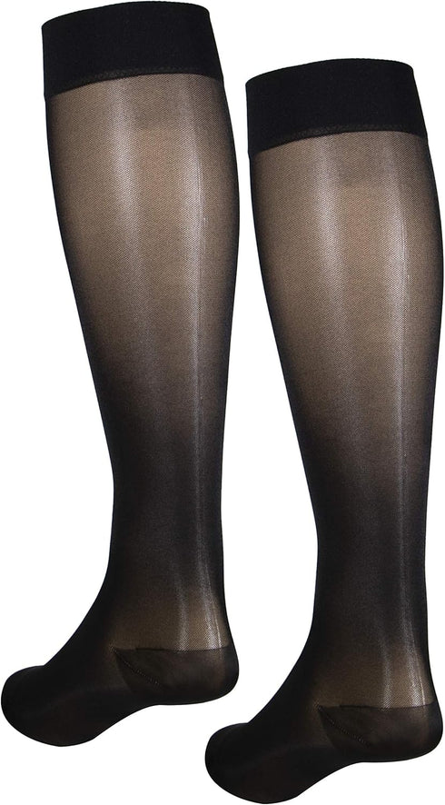 NuVein Sheer Compression Stockings, Women's Medium, 15-20 mmHg Support, Closed Toe, Knee High, Black