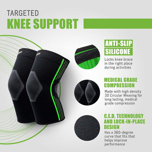Pack 1 NeoAlly - Compression Sleeve Knee Support for Knee Relief, Medical-Grade Gym Knee Support, Breathable Knee