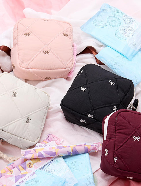 SERTRI Period Bag for Girls, Quilted Period Pouch for Women, Sanitary Napkin Storage Bag Menstrual Pad Pouches Tampon