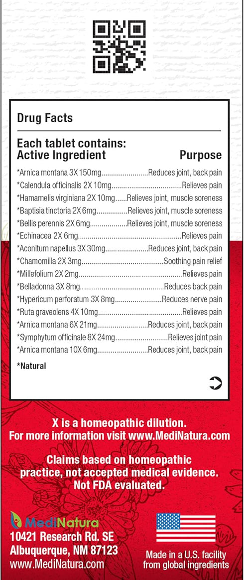 T-Relief Arnica +12 Natural Actives for Back Pain, Joint Soreness, Muscle Aches & Stiffness, 100 Tablets (2 Pack)