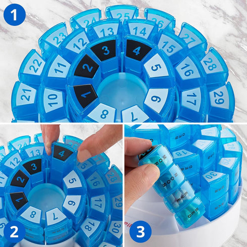 Monthly Pill Box by MEDca - Smart Prescription Organization with Multiple Daily Doses Section, Removable Compartments