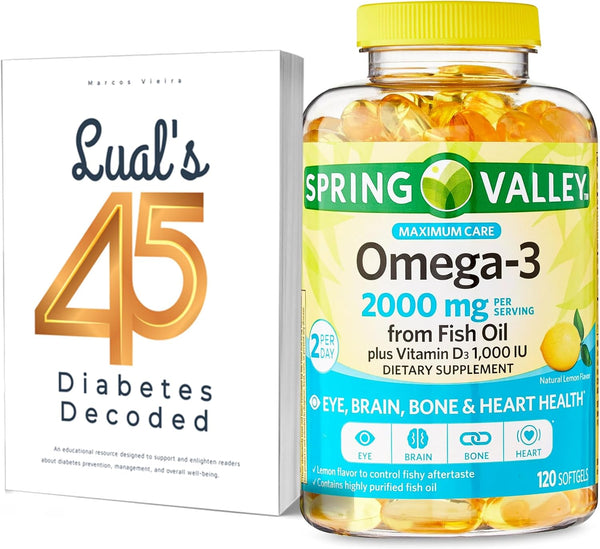Lual's 45 Diabetes Decoded Bundle with Spring Valley Omega-3 from Fish Oil 2000 mg, 120 Count