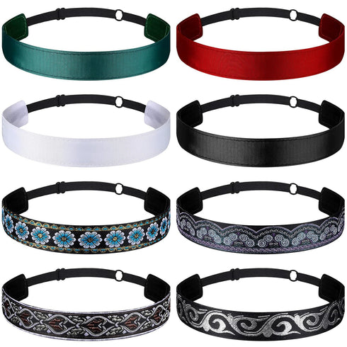 Sintege 8 Pcs Woman Elastic Headband Adjustable Non Slip Velvet Lined Headbands for Sport Yoga Work Makeup Stylish