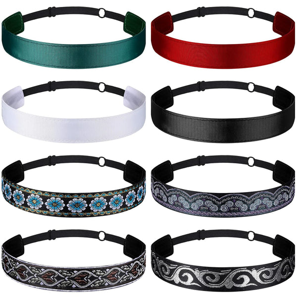 Sintege 8 Pcs Woman Elastic Headband Adjustable Non Slip Velvet Lined Headbands for Sport Yoga Work Makeup Stylish