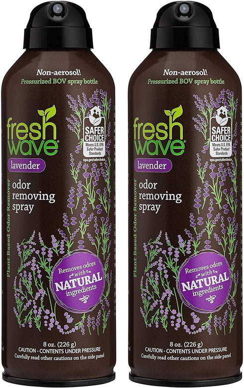 Fresh Wave Lavender Odor Eliminator Spray, 8 oz, Pack of 2, Natural Plant-Based Odor Relief for Fabrics