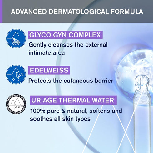 Uriage Gyn-Phy Itimate Wash Refreshing Gel Daily Hygiene For External Itimate Areas, Gently Cleanses & Respects Natural