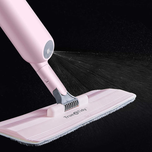 True & Tidy Multi-Surface Spray Mop with Refillable Water Bottle, SPRAY-250, Pink