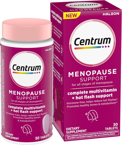 Centrum Complete Multivitamin Supplement, 30 Count - Hot Flash Support Menopause Support Tablets with Clinically