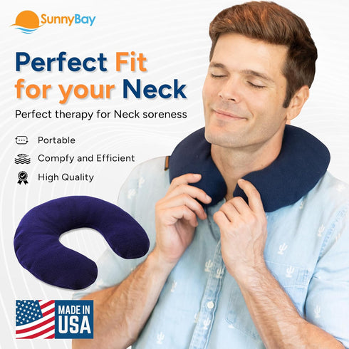 SunnyBay Microwave Heating Pad, Microwavable Heated Neck Pillow for Moist Hot Therapy, Navy Blue, 12"X12"X2", 2.5 lbs