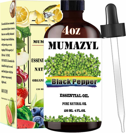 Black Pepper Essential Oil 4 Fl Oz (120ML) for Diffuser, Humidifier, Yoga, Cleaning, DIY Candle & Soap Making