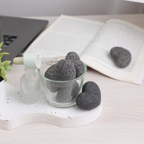 Set, 1.7 inch, Pack 5 SUNYIK Lava Rock Gemstone Puffy Heart, Natural Pocket Stone Figurine Decoration Aromatherapy