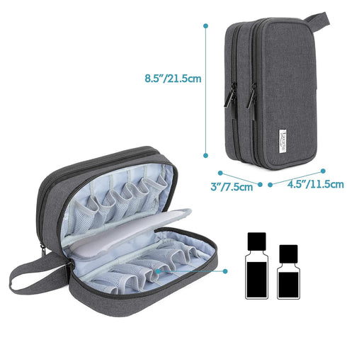 LUXJA Essential Oil Carrying Case, Holds 12 Bottles (5ml-15ml), Portable Double-Layer Organizer, Black