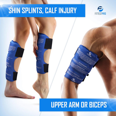 Shin Splint Ice Packs, HSA and FSA Eligible Reusable Hot and Cold Therapy Wrap for Leg or Calf Pain Relief, Freezable