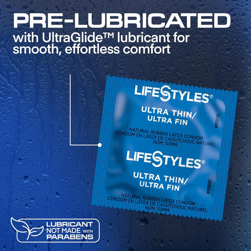 Pack, 50 Count Lifestyles Ultra Thin Natural Rubber and Lubricated Latex Condoms Value