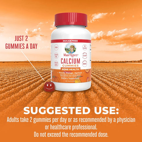 MaryRuth Organics Calcium Supplement | Sugar Free Calcium Gummies for Strong Bones, 60 Count