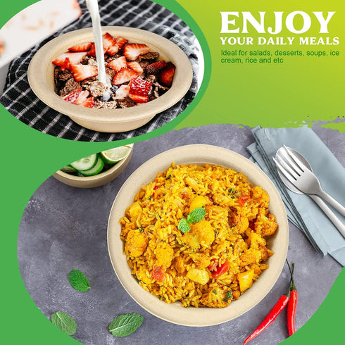 12oz Paper Bowls Disposable, 100 Pack Eco-friendly Compostable Bowls, Party Serving Bowls For Salad, Ice Cream, Dessert And Hot Soup, Heavy Duty Biodegradable Bowls Made Of Sugarcane by greensight