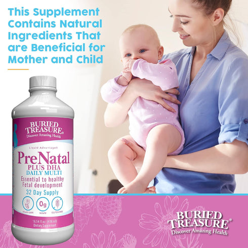 Buried Treasure Prenatal Plus DHA Complete: 16 oz Natural DHA Omega3 Iron