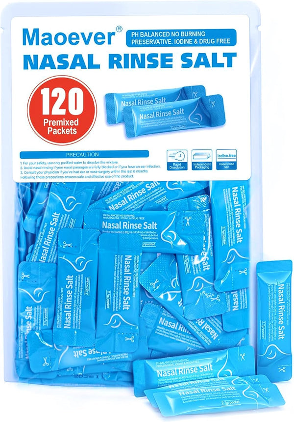 MAOEVER Saline Packets, Neti Pot Salt Packets, Individually Wrapped Saline Packets for