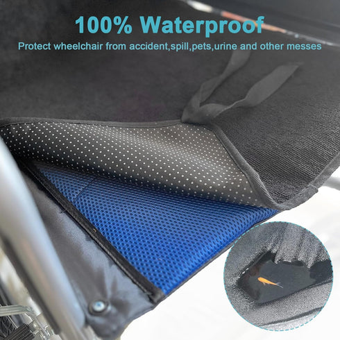 Waterproof Wheelchair Pad, Reusable Incontinence Underpad Fastened to Wheelchair for Adults and Kids