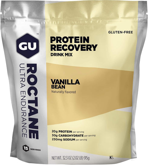 GU Energy Roctane Ultra Endurance Protein Recovery Drink Mix, Gluten-Free, 15-Serving Pouch, Vanilla Bean