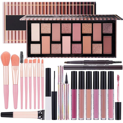 Teen Makeup Kit for Girls, Includes Eyeshadow Palette, Eyeliner, Makeup Brush Set, Lipgloss, Mascara, Eyebrow Pencil