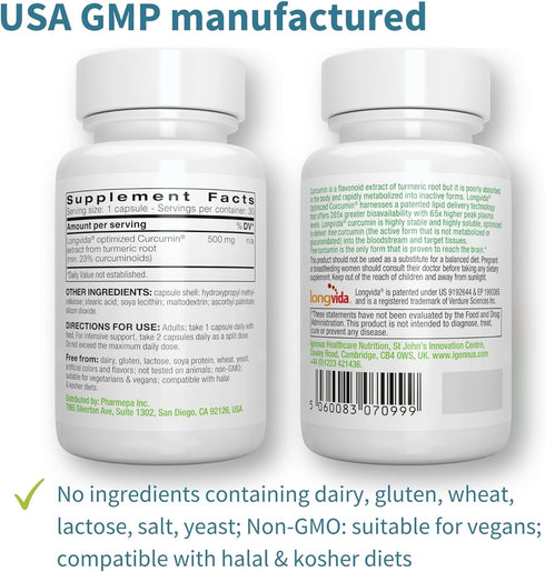Igennus Longvida Lipidated Curcumin 500mg, 30 Capsules, Ultra Bioavailable & Vegan