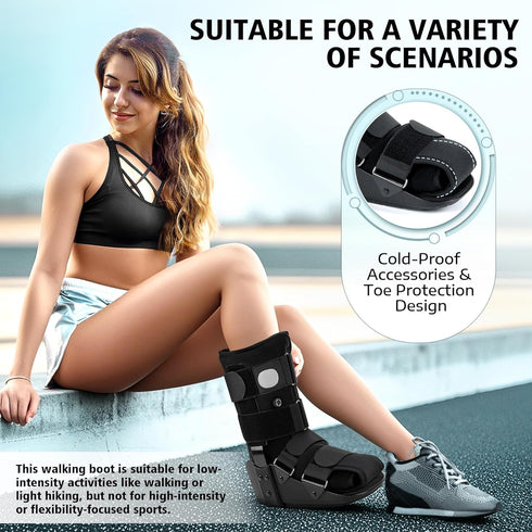 Medibot 6-10'', Advanced Walking Boot for Ankle Injuries & Fractures Adjustable Air Splint with Pump, Medium Black