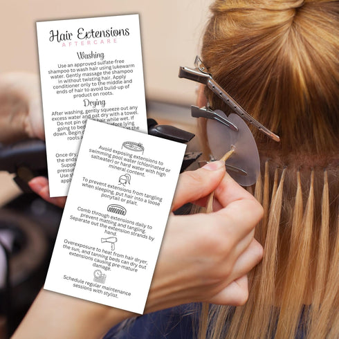 Hair Extension Aftercare Instruction Card, 50 pk, Do s and Don ts for Extensions Care