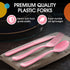 150 Pack Pink Plastic Cutlery Set, Heavy Duty Disposable Utensils for Party Supplies