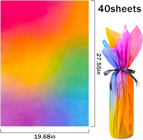 MR FIVE 40 Sheets Gradient Tissue Paper Bulk, 20"x 28" for Gift Bags, Crafts, and Party Decorations