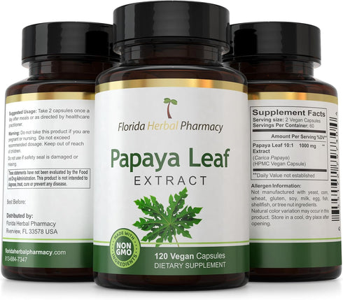 Florida Herbal Pharmacy, Papaya Leaf Extract Capsules 10:1 (120 Capsules)
