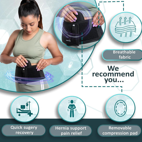 Wonder Care Umbilical Hernia Support Belt, Abdominal Binder for Belly Button Hernias, Hernia Pain Relief Brace (XL)