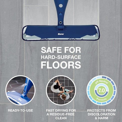 Bona Multi-Surface Floor Cleaner Refill - 128 fl oz - Lemon Mint - Residue-Free Floor Cleaning Solution Spray Mop and Spray Bottle Refill - For Use on Stone, Tile, Laminate, and Vinyl Floors