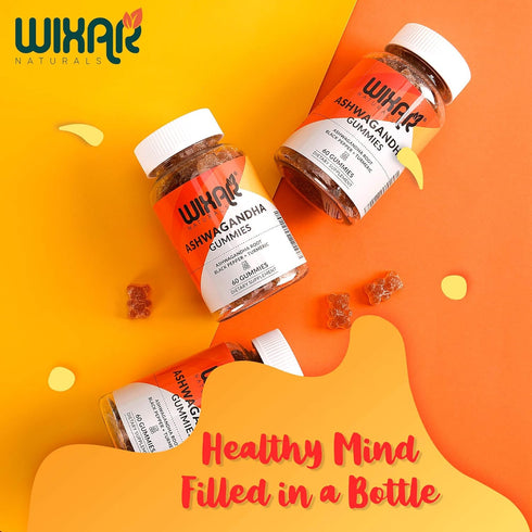 Ashwagandha Gummies with Turmeric and Black Pepper Extract - Herbal Gummy Supplement - 60 Gummies